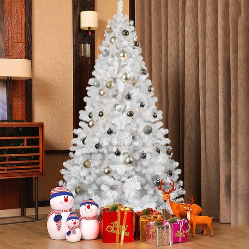 9ft White Christmas Tree with Memory Wire, 1910 Tips Hinged Artificial