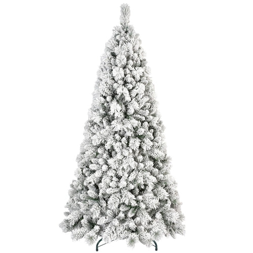 9FT Flocked Christmas Tree with 1964 Tips – Snowy PVC & Hard Needle