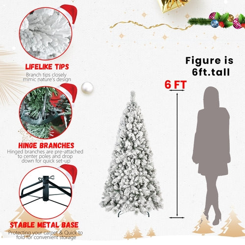9FT Flocked Christmas Tree with 1964 Tips – Snowy PVC & Hard Needle